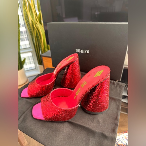The Attico Devon Open-Toe Glitter Sandals, size 9 - Picture 1 of 5